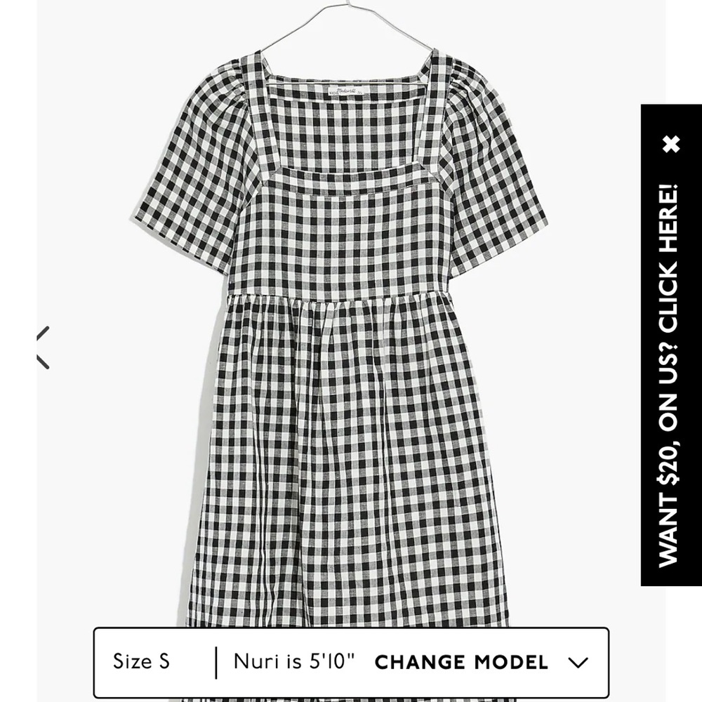 Madewell linen gingham babydoll dress